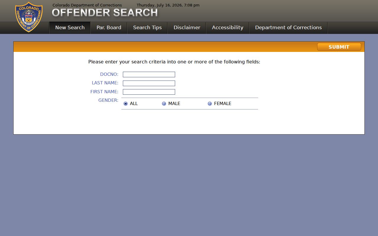 Colorado Department of Corrections offender search used after Otero County custody