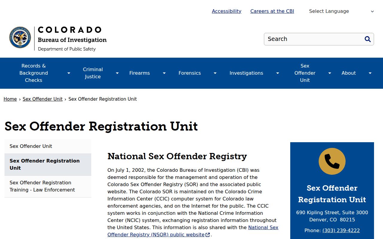 Otero County sex offender lookup guidance from the Colorado Bureau of Investigation