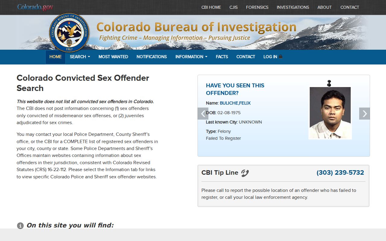 Otero County sex offender lookup on the Colorado public registry